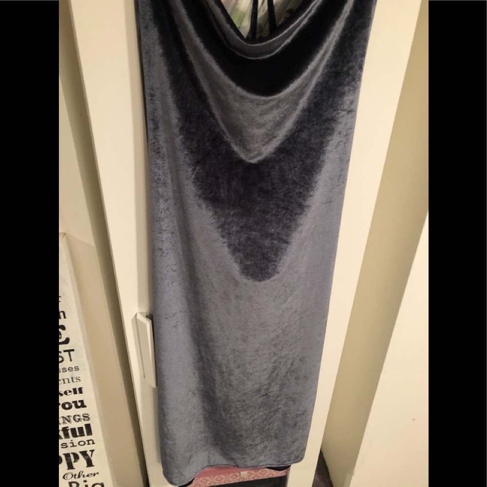 Velvet low back draped halter dress